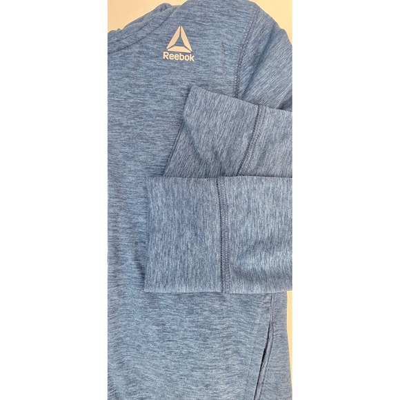 Reebok Unisex Blue Heathered Full Zip Hoodie Jacket XS 6-8 Space Dye Performance - Picture 7 of 8